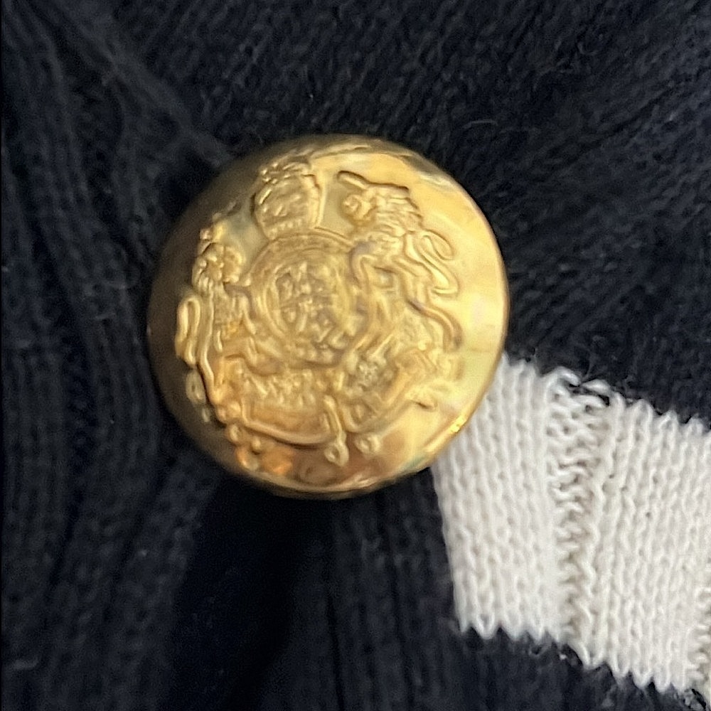 Lauren Ralph Lauren VTG Striped Cotton Sweater XL Gold Crest Button Preppy - Picture 5 of 9
